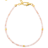 Love Pink Opal faceted bracelet with gold clasp and silver spacer beads for emotional healing and love.