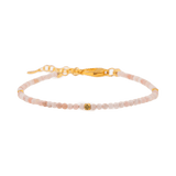 Love Pink Opal faceted dainty bracelet with golden accents and silver spacer bead for emotional healing and style.