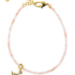 Love Pink Opal dainty bracelet with star charm, promoting self-love and emotional healing, featuring 925 sterling silver clasp.