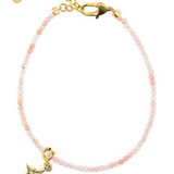 Love Pink Opal dainty bracelet with star charm, promoting self-love and emotional healing, featuring 925 sterling silver clasp.