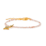 Dainty Pink Opal bracelet with star charm and 925 sterling silver clasp for self-love and emotional healing.