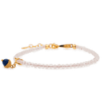 Love Rose Quartz dainty bracelet with Lapis Lazuli charm, featuring a 925 sterling silver clasp, promoting emotional harmony.