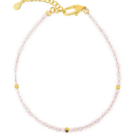 Love Rose Quartz bracelet with silver spacer beads, promoting emotional healing and self-love.