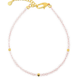 Love Rose Quartz bracelet with silver spacer beads, promoting emotional healing and self-love.