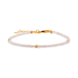 Love Rose Quartz dainty bracelet with silver spacer beads, promoting self-love and emotional balance.