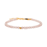 Love Rose Quartz bracelet with silver spacers, promoting self-love and emotional healing.
