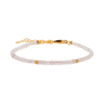 Love rose quartz faceted bracelet with gold spacer beads for emotional healing and self-love.