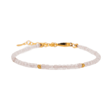 Love rose quartz faceted bracelet with gold spacer beads for emotional healing and self-love.