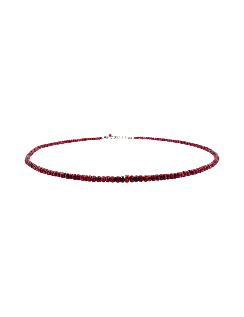 Love Ruby Faceted Dainty Necklace with 925 sterling silver clasp, symbolizing passion and emotional strength.