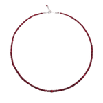 Love Ruby Faceted Dainty Necklace with ruby beads and sterling silver clasp, symbolizing passion and vitality.