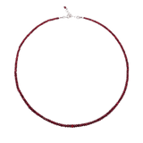 Love Ruby Faceted Dainty Necklace with ruby beads and sterling silver clasp, symbolizing passion and vitality.