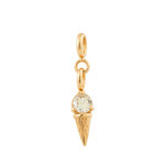 Sparkling gold ice cream charm with zircon stone, perfect for adding joy and style to your accessories.