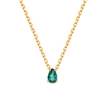 May Lab-Grown Emerald Birthstone Necklace in gold-plated S925 sterling silver with pear-cut emerald pendant.