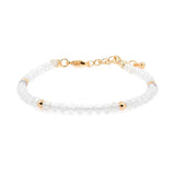 Metal • Luminous Clarity Clear Quartz Dainty Bracelet with Silver Spacer Beads 2mm