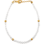 Luminous clarity clear quartz bracelet with gold spacer beads for enhanced focus and mental clarity.