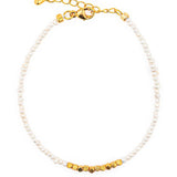 Metal • Lunar Essence Pearl Dainty Bracelet with Silver Spacer Beads 2mm