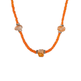 MIRA Grapefruit Red Opal & Cherry Blossom Agate Beaded Choker Necklace