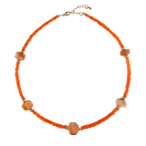 MIRA Grapefruit Red Opal & Cherry Blossom Agate Beaded Choker Necklace