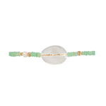 MIRA Green Opal, Pearl & Clear Quartz choker necklace showcasing mother of pearl and gold-plated accents.