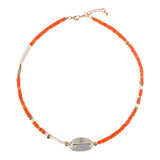 MIRA Orange Opal, Clear Quartz & Mother of Pearl Choker Necklace