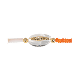 Close-up of a gold-plated mother of pearl and clear quartz choker necklace accent, showcasing elegant design details.