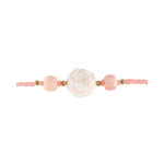 MIRA Pink Opal & Clear Quartz choker necklace with gold-plated accents, featuring a floral design centerpiece.