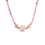 MIRA Pink Opal & Clear Quartz Beaded Choker Necklace