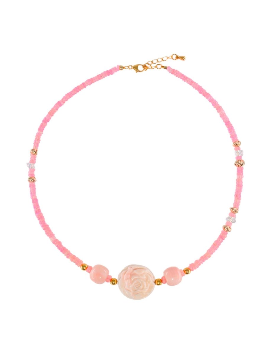 BEAMMORE Pink Opal Beaded Choker – Beaded Gemstone Jewelry