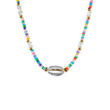 MIRA Rainbow Opal, Blue Topaz, Clear Quartz & Mother of Pearl Beaded Necklace