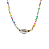 MIRA Rainbow Opal & Clear Quartz Beaded Choker Necklace
