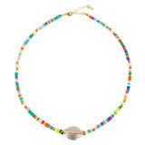 MIRA Rainbow Opal & Clear Quartz Beaded Choker Necklace