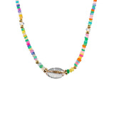 MIRA Rainbow Opal & Clear Quartz Beaded Choker Necklace