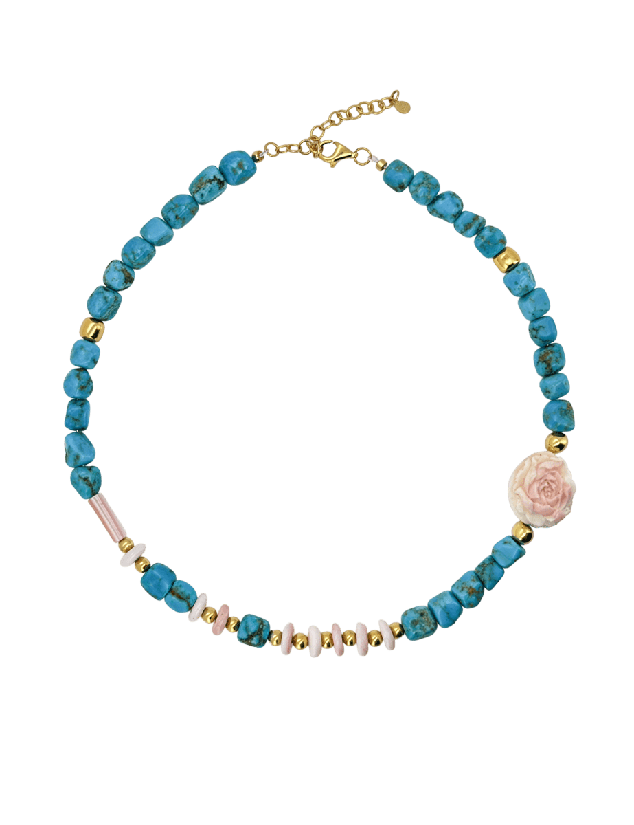 BEAMMORE Turquoise Beaded Necklace – Beaded Gemstone Jewelry