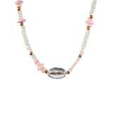 MIRA Yellow Opal, Clear Quartz & Shell Fragment Choker Necklace