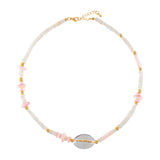 MIRA Yellow Opal, Clear Quartz & Shell Fragment Choker Necklace