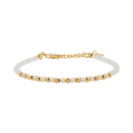 Moonstone faceted dainty bracelet with gold-plated S925 beads, perfect for layering or solo wear.