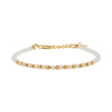 Moonstone faceted dainty bracelet with gold-plated S925 beads, perfect for layering or solo wear.