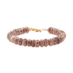 New York Ashrose Moonstone Faceted Bracelet 4mm, featuring dusky rose and gray beads, enhancing intuition and emotional clarity.