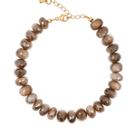 New York Brown Moonstone faceted bracelet with electroplated beads, celebrating transformation and emotional balance.