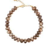 New York Brown Moonstone faceted bracelet with electroplated beads, celebrating transformation and emotional balance.