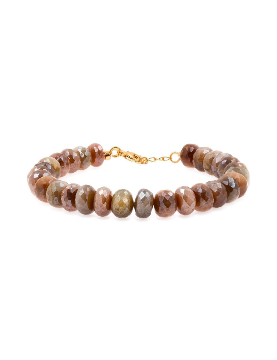 New York Brown Moonstone Faceted Bracelet 4mm – Healing & Emotional Balance - BeamMore