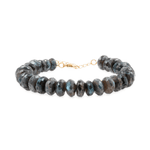 New York Graphite Moonstone Faceted Bracelet showcasing shimmering 8mm beads, symbolizing resilience and inner wisdom.