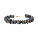 New York Graphite Moonstone Faceted Bracelet showcasing shimmering 8mm beads, symbolizing resilience and inner wisdom.