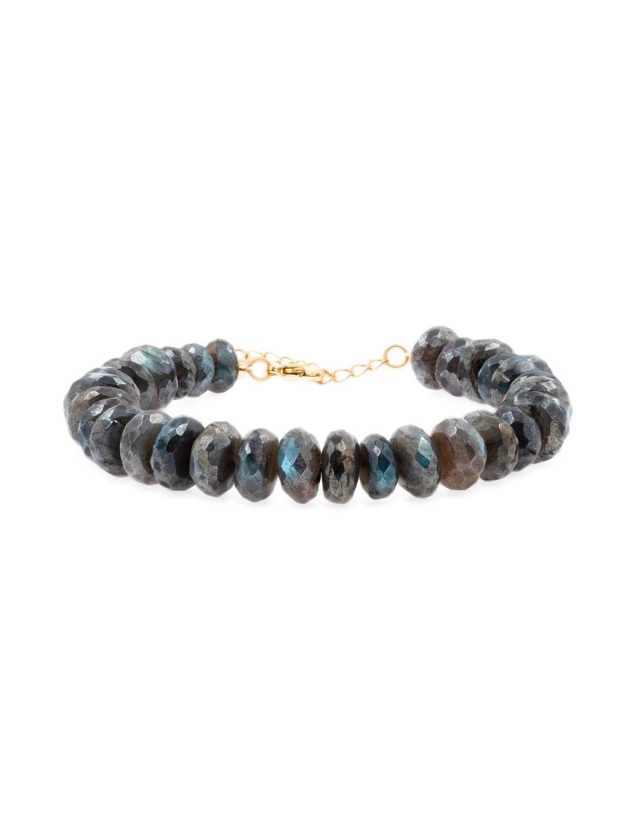 BEAMMORE Faceted Graphite Moonstone Beaded Bracelet – Beaded Gemstone Jewelry