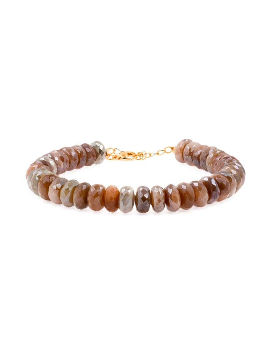 New York Latte Moonstone Faceted Bracelet 5mm – Renewal & Inner Harmony - BeamMore