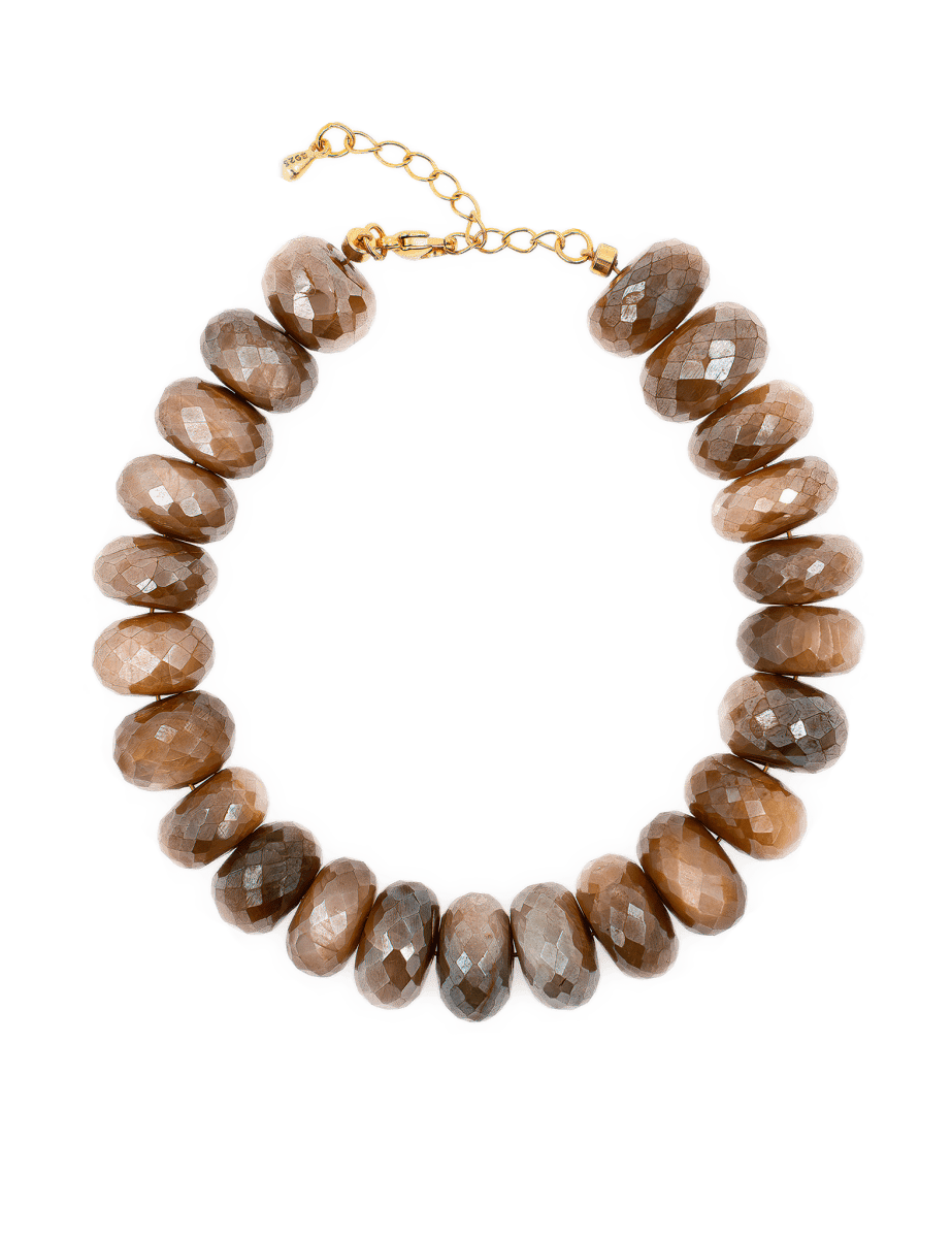 New York Latte Moonstone Faceted Bracelet featuring 8mm moonstone beads with a warm latte hue and elegant faceting.