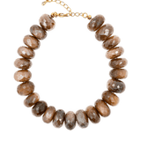 New York Latte Moonstone Faceted Bracelet featuring 8mm moonstone beads with a warm latte hue and elegant faceting.
