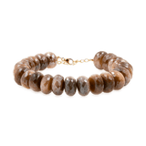 New York Latte Moonstone Faceted Bracelet, 8mm beads, showcasing warm hues and a shimmering glow for emotional balance.