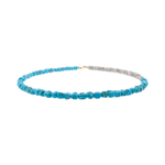 New York Moonstone & Blue Turquoise Faceted Necklace showcasing vibrant turquoise and moonstone beads for harmony and protection.