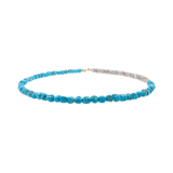 New York Moonstone & Blue Turquoise Faceted Necklace showcasing vibrant turquoise and moonstone beads for harmony and protection.